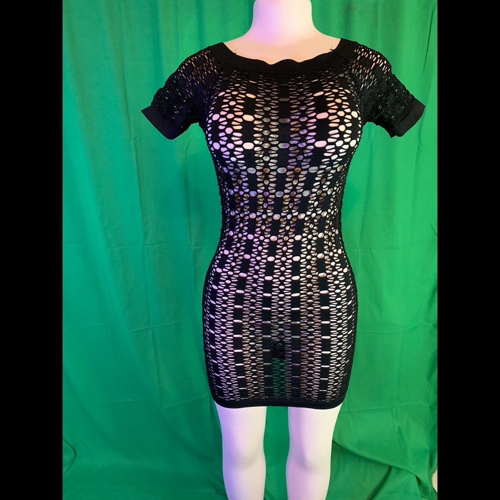 Netted black cover up